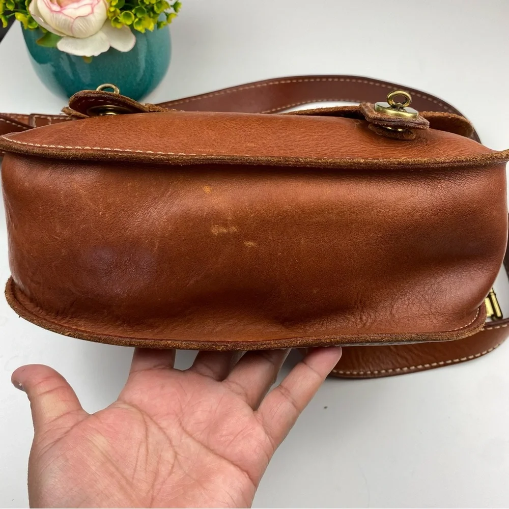 Fossil Bag Austin Large Flap Crossbody Shoulder Brown All Leather Messenger Bag